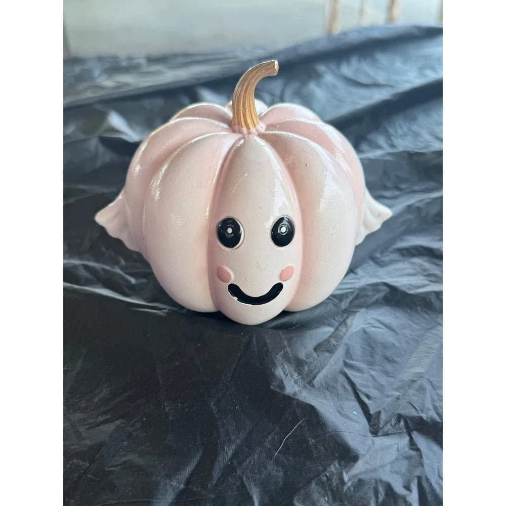 Cute Pink Pumpkin Ghost Figurine vampire Halloween Decoration Spooky Fall‎ Decor